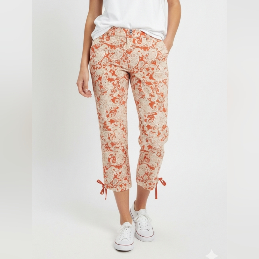 Coldwater Creek Orange Paisley Cropped Gorpcore Boho Pants 16